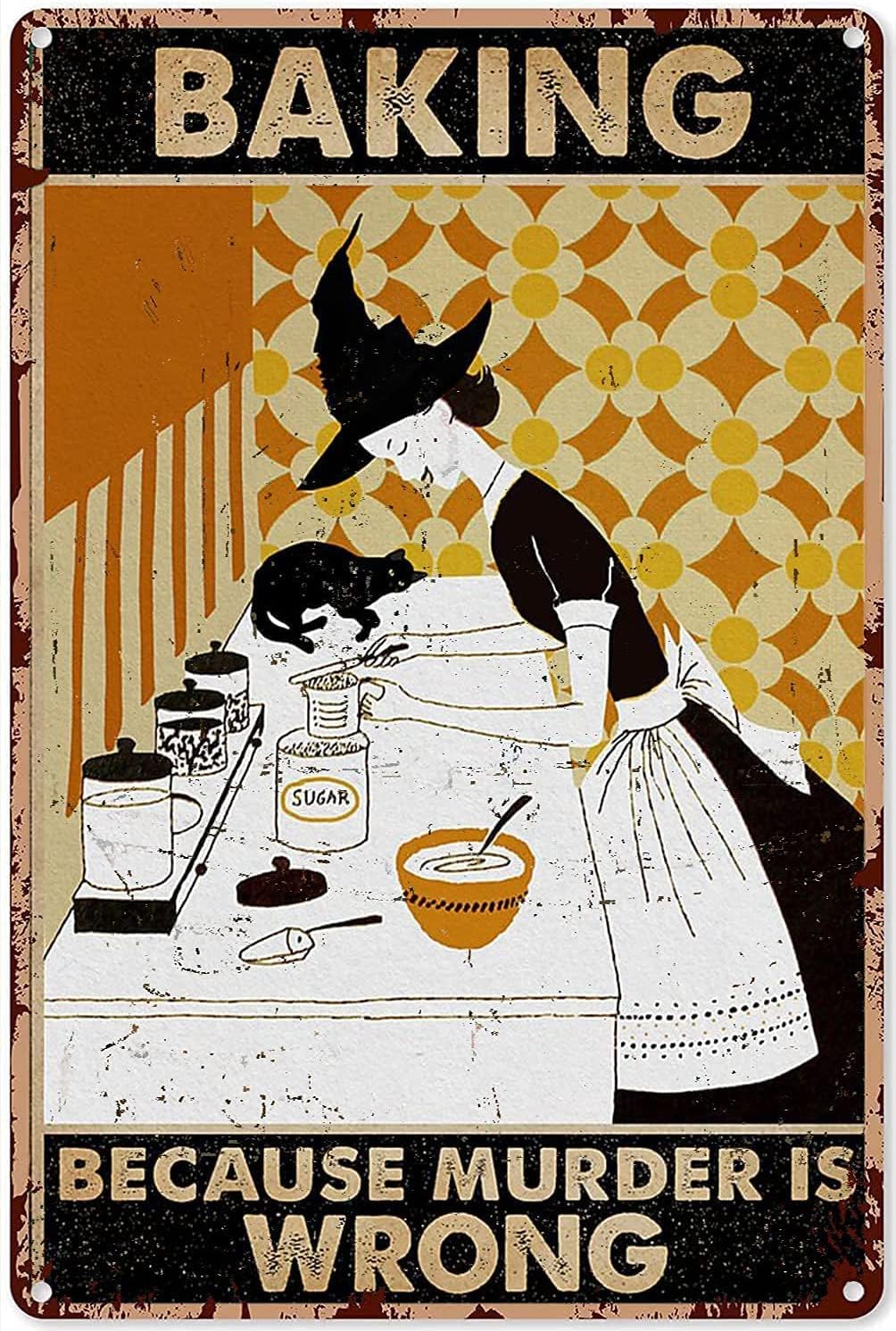Kitchen Witch Baking - Znak Metalowy Czarownica Pieczy Ciastka Dekoracja