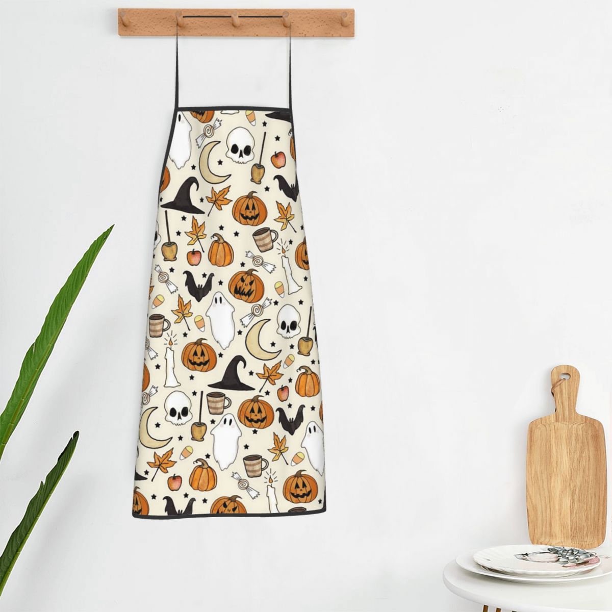Kitchen Witch Baking - Fartuch Halloween Dynia Wiedźma Nietoperz Zamek